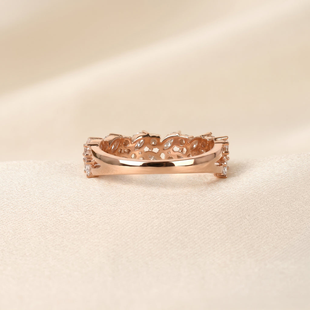 Marquise & Round Lab Grown Diamond Cluster Band in 10K Rose Gold 1.77 CTW