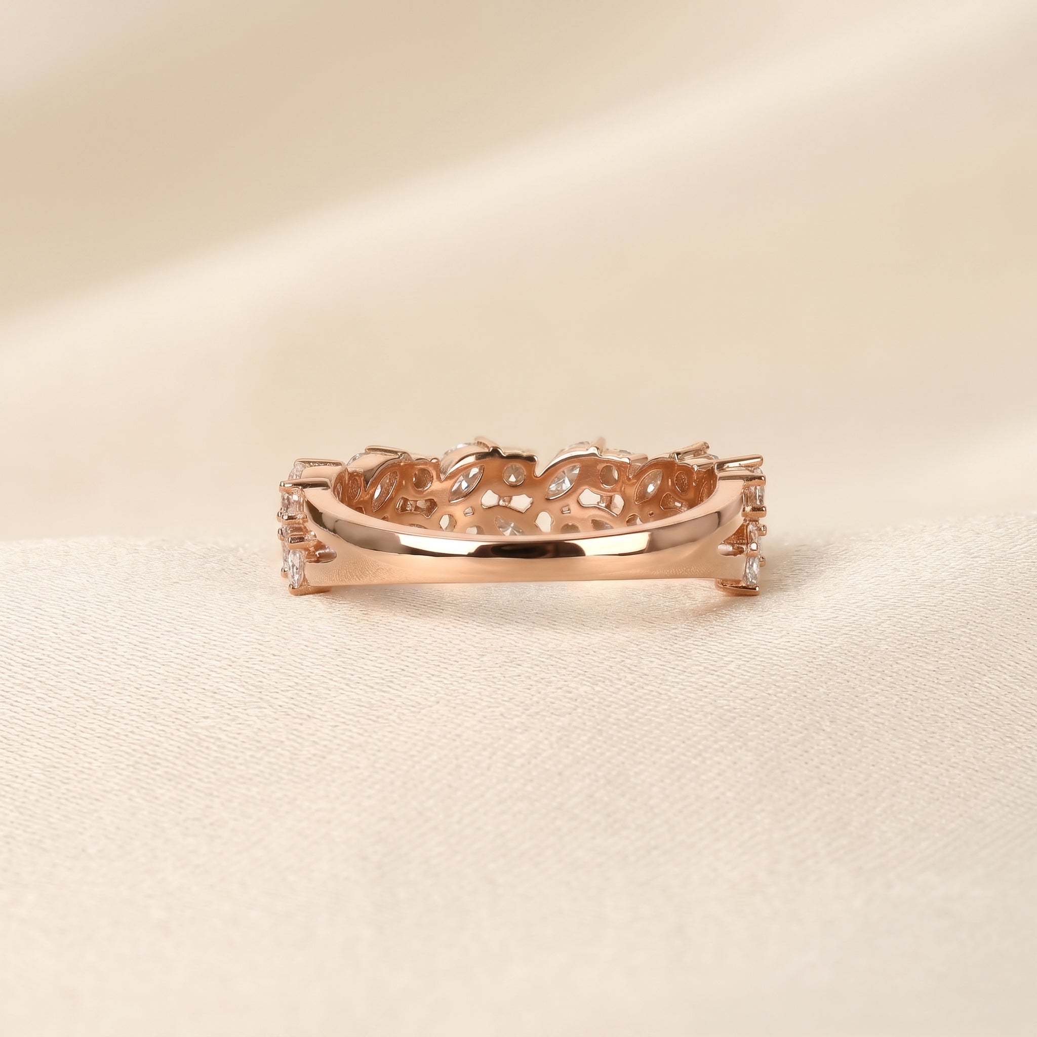Marquise & Round Lab Grown Diamond Cluster Band in 14K Rose Gold 1.77 CTW