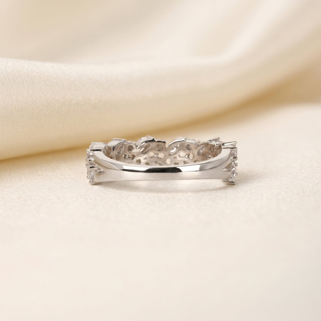 Marquise & Round Lab Grown Diamond Cluster Band in 18K White Gold 1.77 CTW