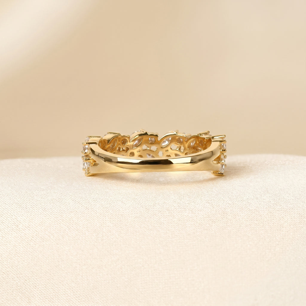 Marquise & Round Lab Grown Diamond Cluster Band in 18K Yellow Gold 1.77 CTW