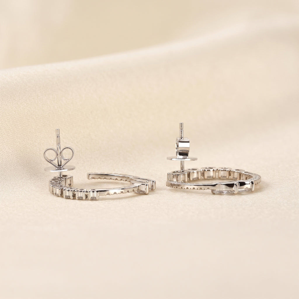 Marquise & Round Lab Grown Diamond Open Circle Stud Earrings in 10K White Gold 2.20 CTW