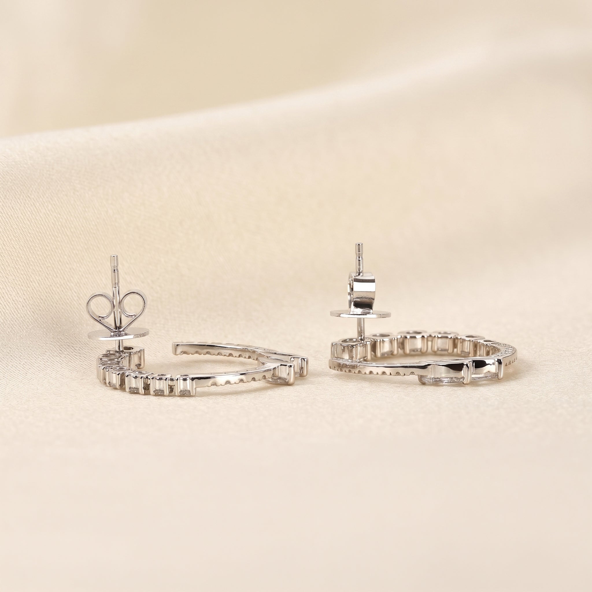 Marquise & Round Lab Grown Diamond Open Circle Stud Earrings in 10K White Gold 2.20 CTW
