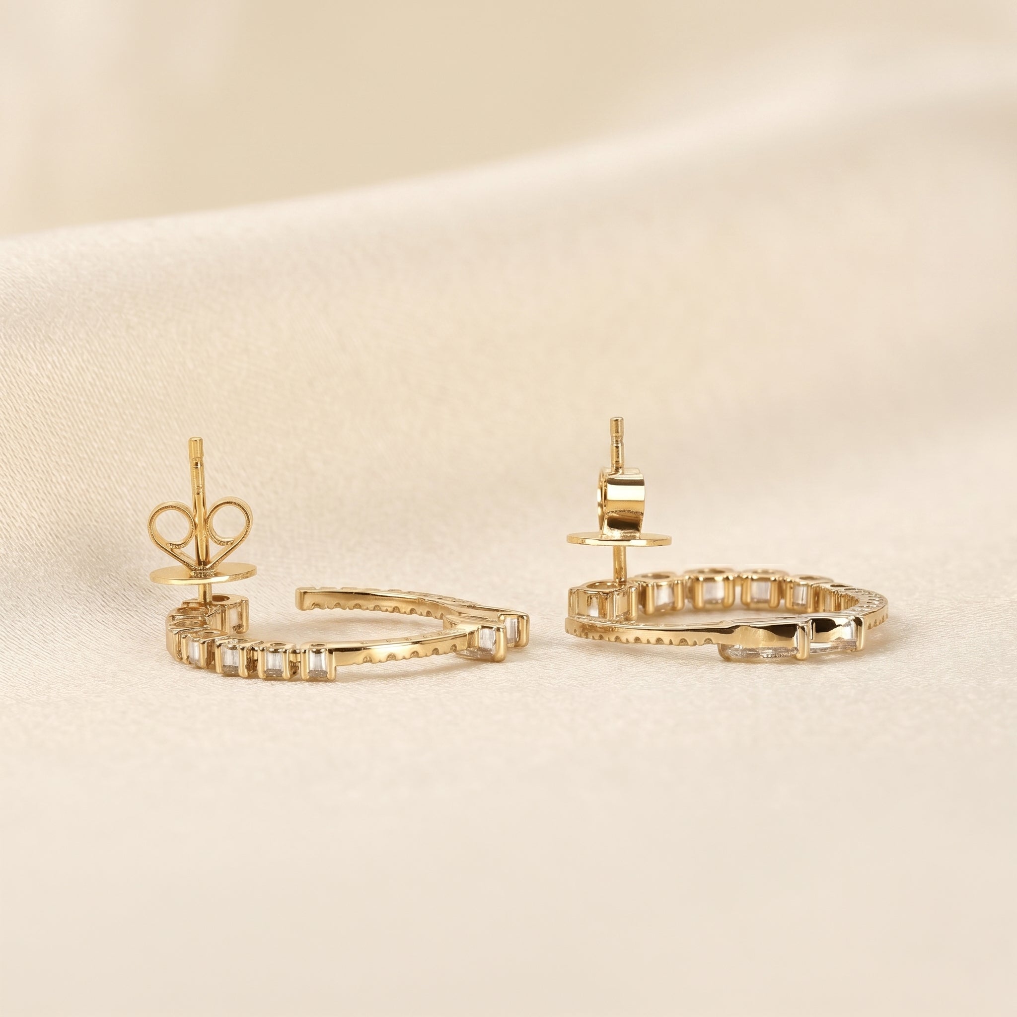 Marquise & Round Lab Grown Diamond Open Circle Stud Earrings in 10K Yellow Gold 2.20 CTW