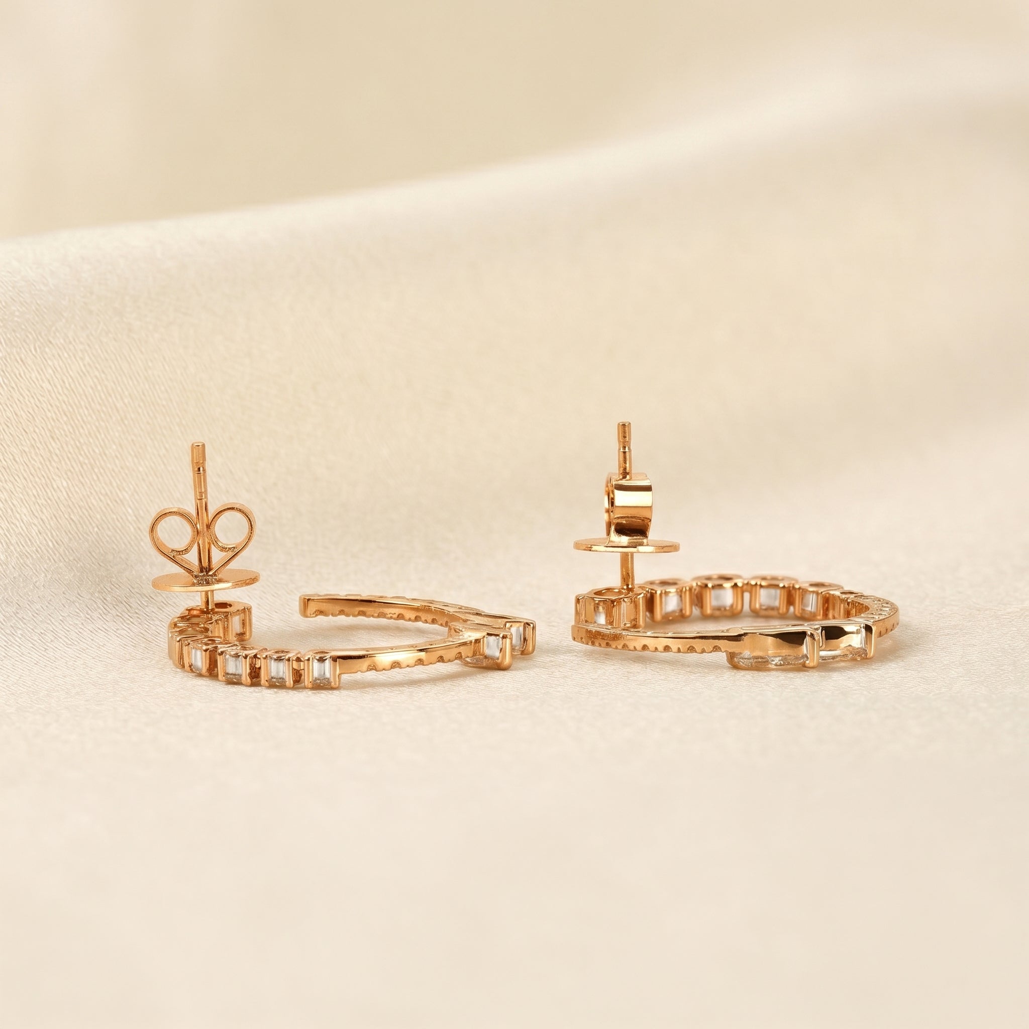 Marquise & Round Lab Grown Diamond Open Circle Stud Earrings in 14K Rose Gold 2.20 CTW