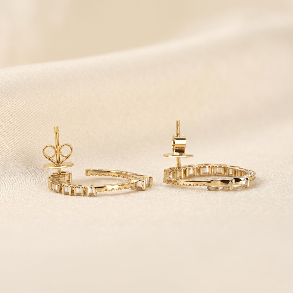 Marquise & Round Lab Grown Diamond Open Circle Stud Earrings in 14K Yellow Gold 2.20 CTW