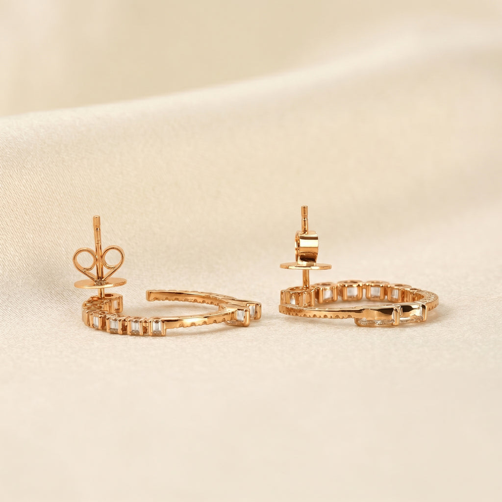 Marquise & Round Lab Grown Diamond Open Circle Stud Earrings in 18K Rose Gold 2.20 CTW