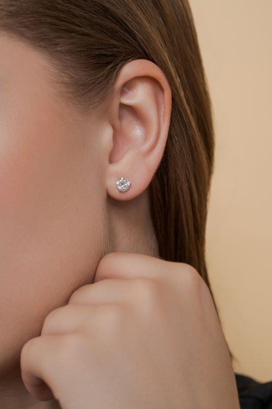 Martini Round Lab Grown Diamond Stud Earrings in 10K Yellow Gold 1.6 CTW