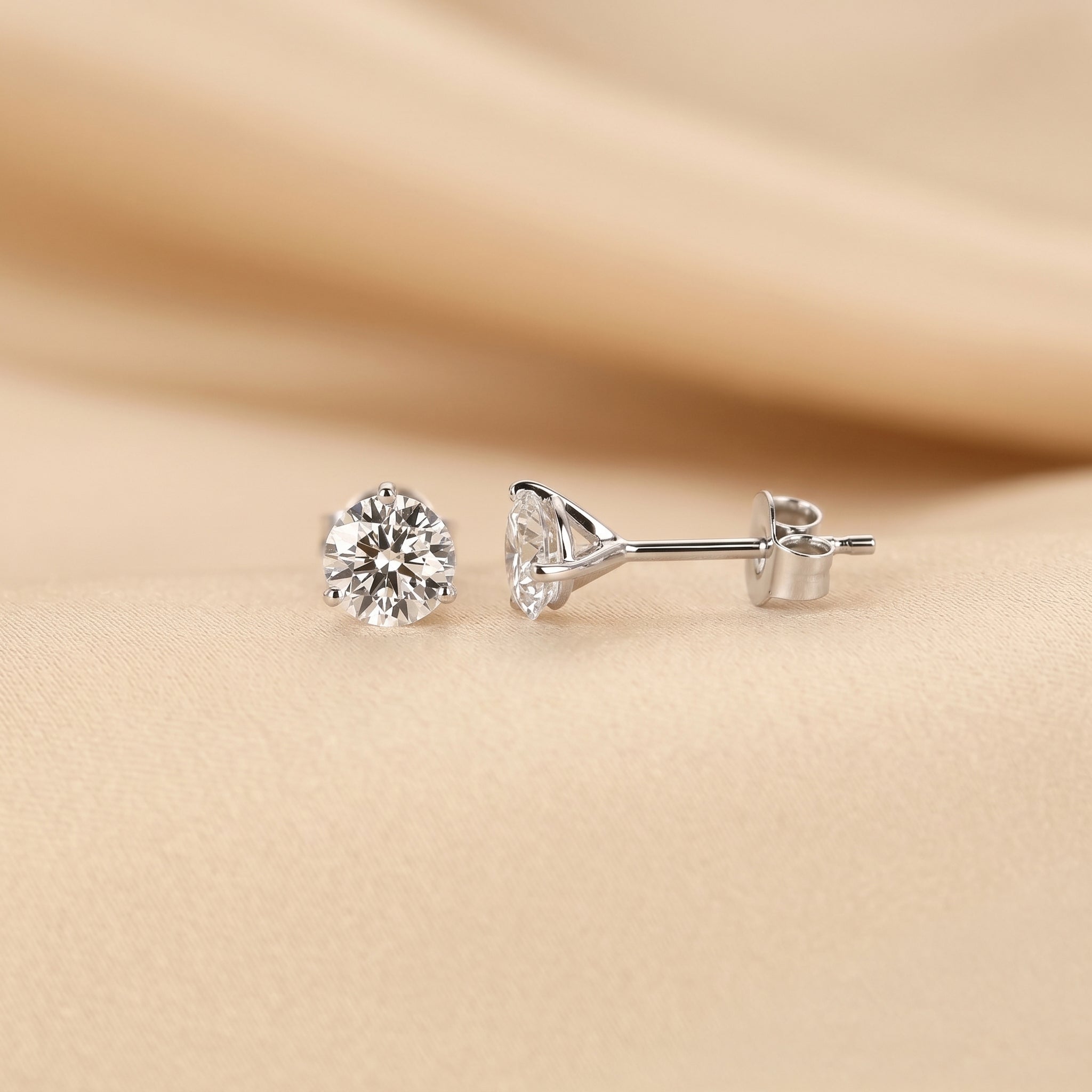 Martini Round Lab Grown Diamond Stud Earrings in 10K White Gold 1.6 CTW