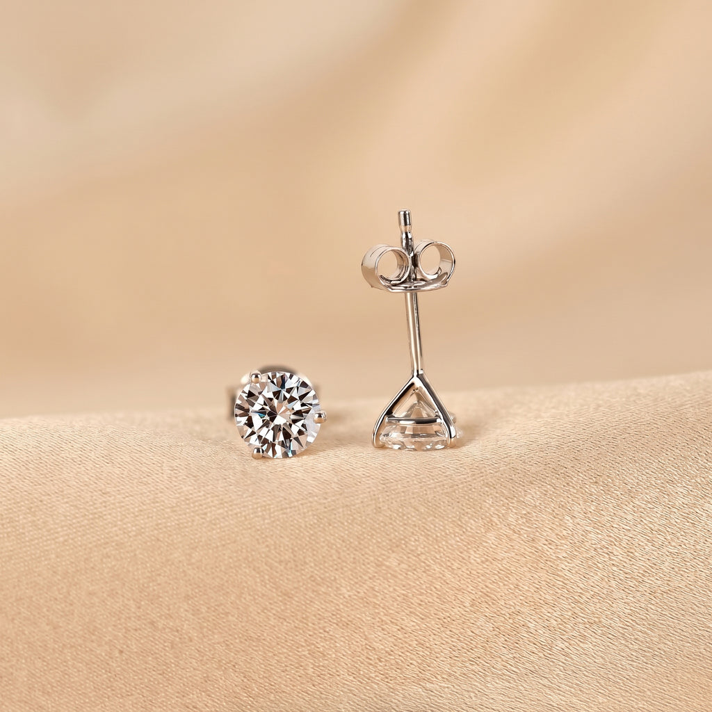 Martini Round Lab Grown Diamond Stud Earrings in 14K White Gold 1.6 CTW