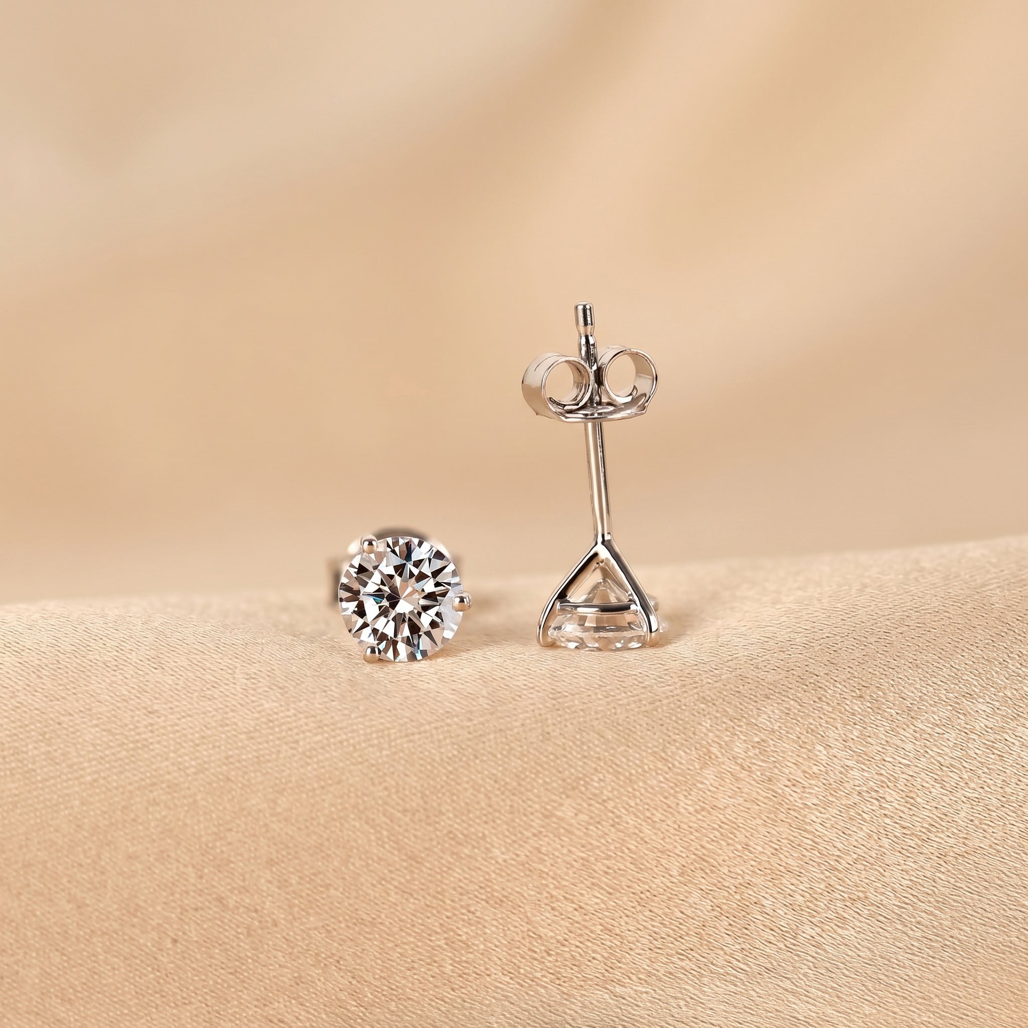 Martini Round Lab Grown Diamond Stud Earrings in 14K White Gold 1.6 CTW
