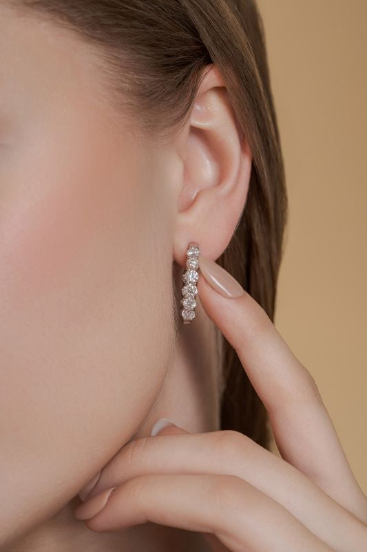 Minimalist Lab Grown Diamond Hoop Earrings in 10K Rose Gold 4.78 CTW