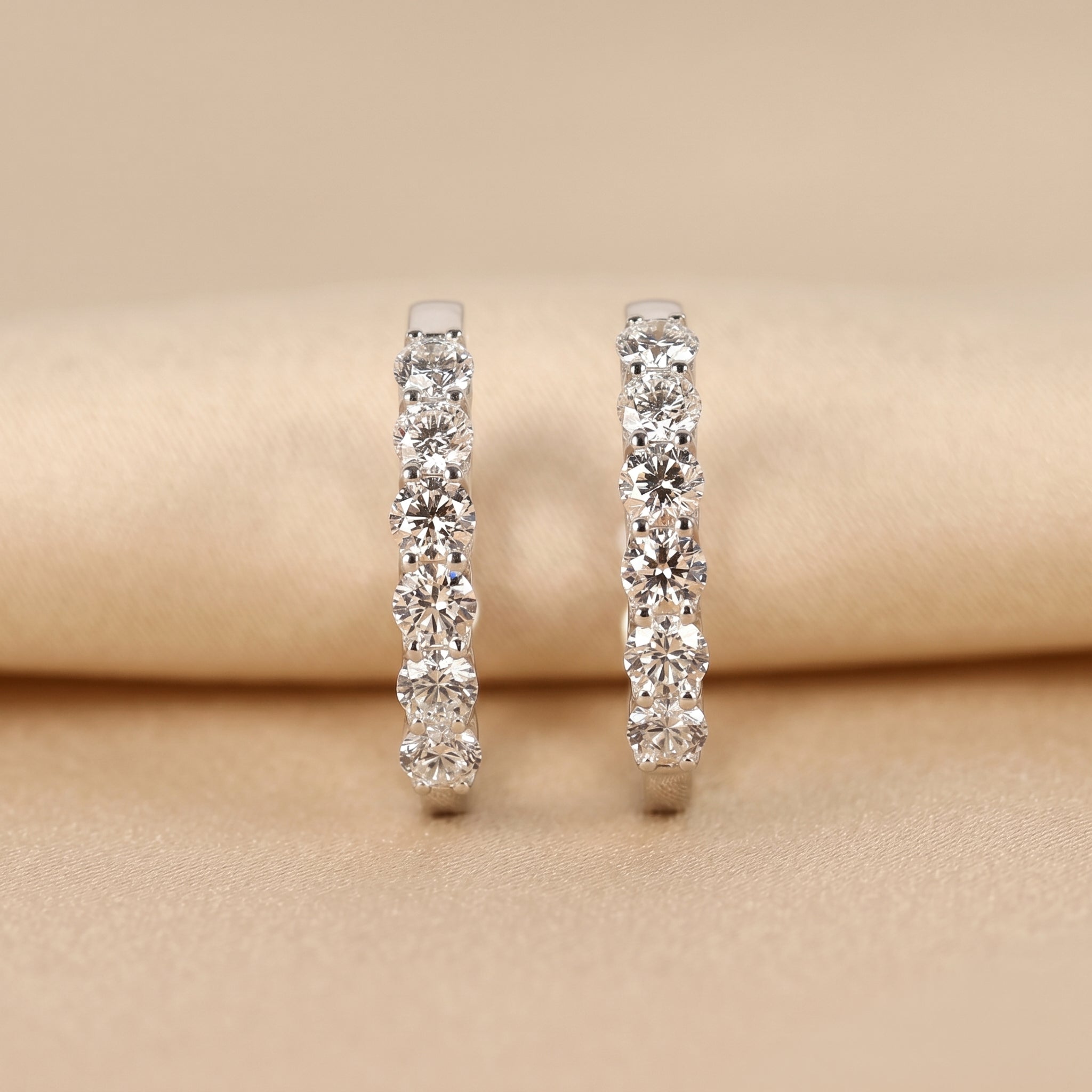 Minimalist Lab Grown Diamond Hoop Earrings in 10K White Gold 4.78 CTW
