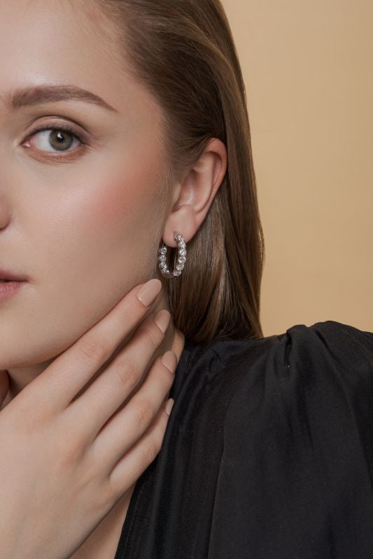 Minimalist Lab Grown Diamond Hoop Earrings in 10K White Gold 4.78 CTW