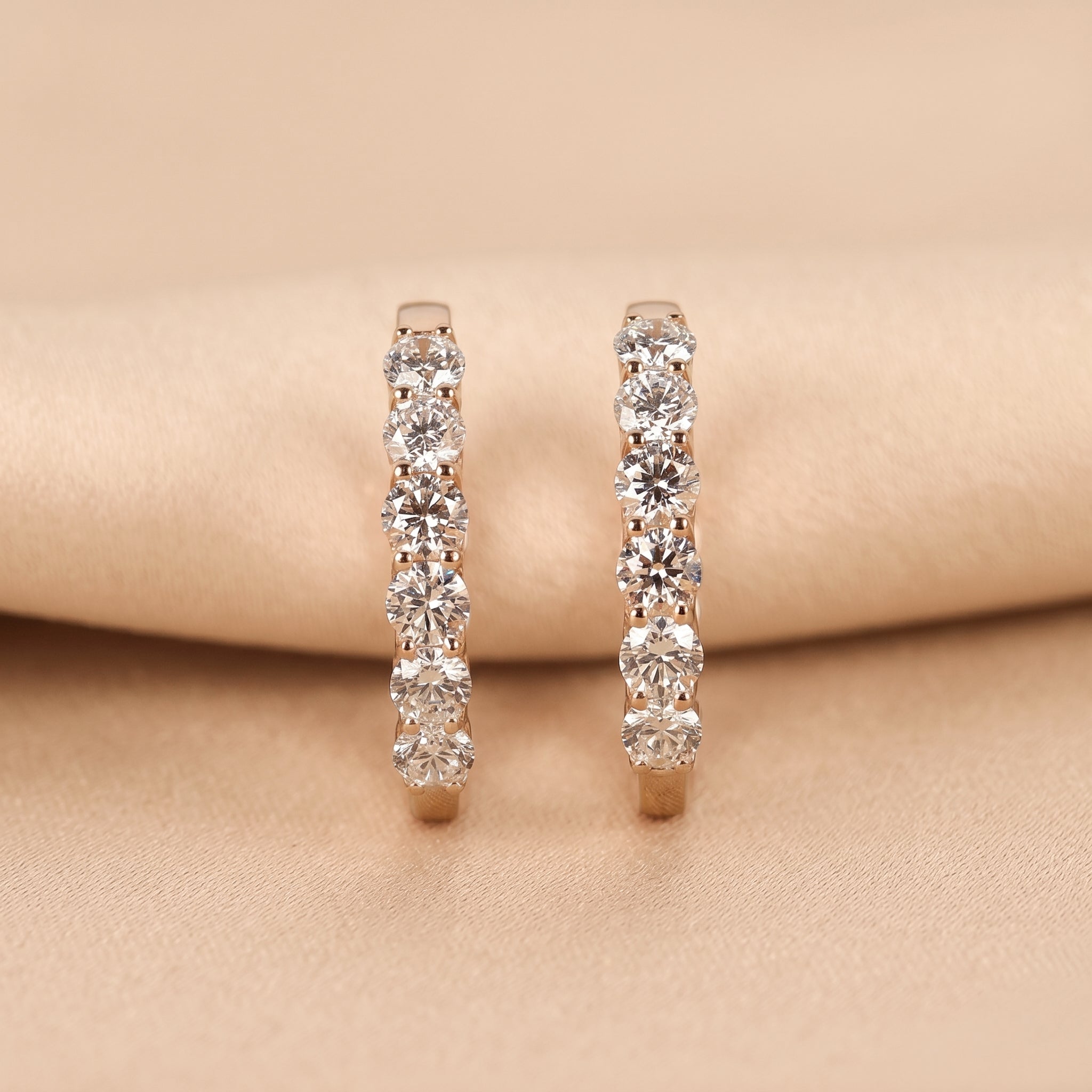Minimalist Lab Grown Diamond Hoop Earrings in 14K Rose Gold 4.78 CTW