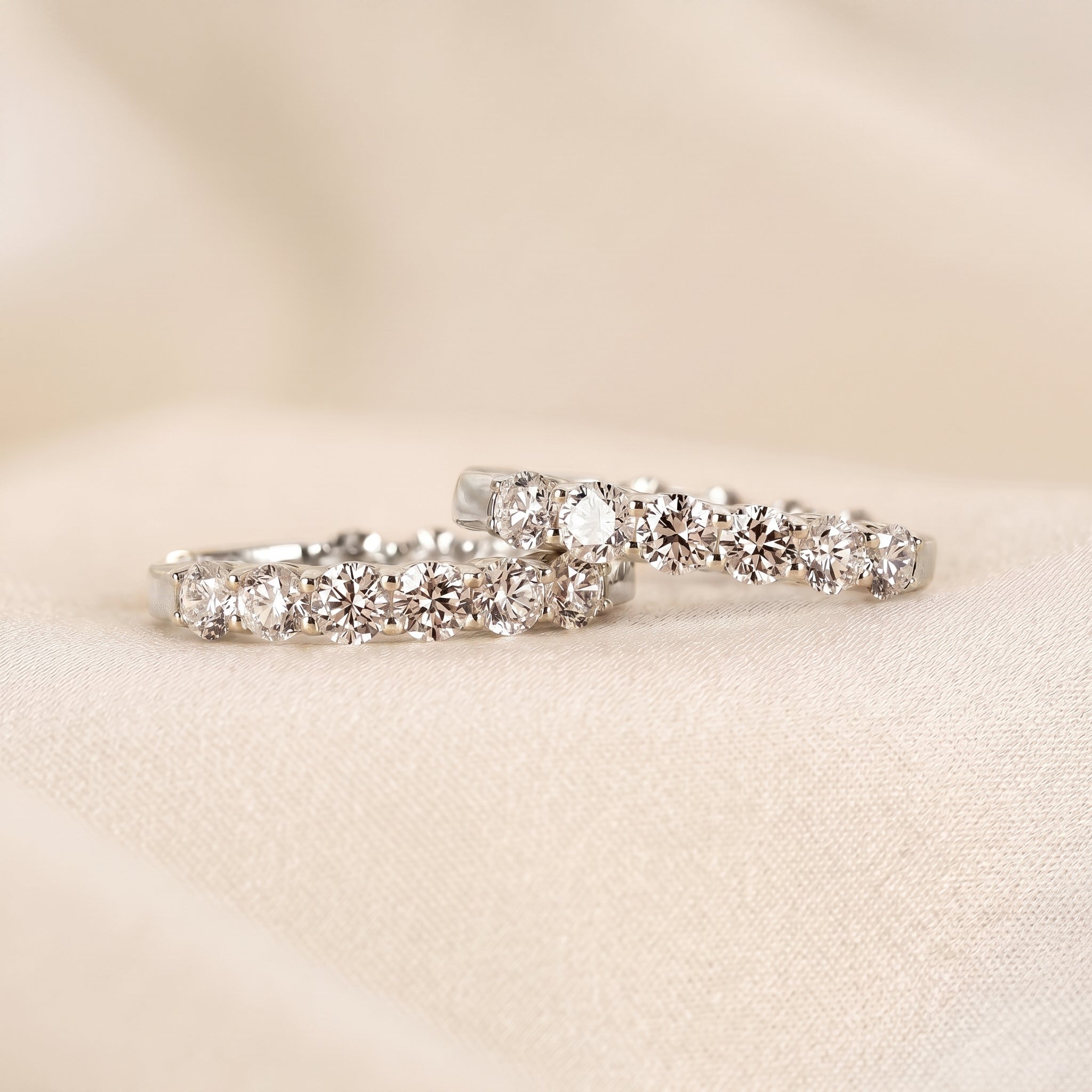 Minimalist Lab Grown Diamond Hoop Earrings in 14K White Gold 4.78 CTW
