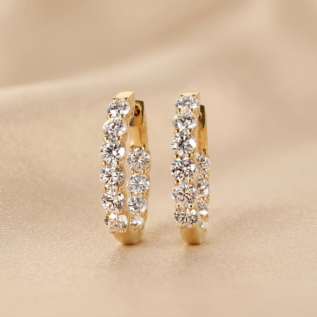 Minimalist Lab Grown Diamond Hoop Earrings in 14K Yellow Gold 4.78 CTW