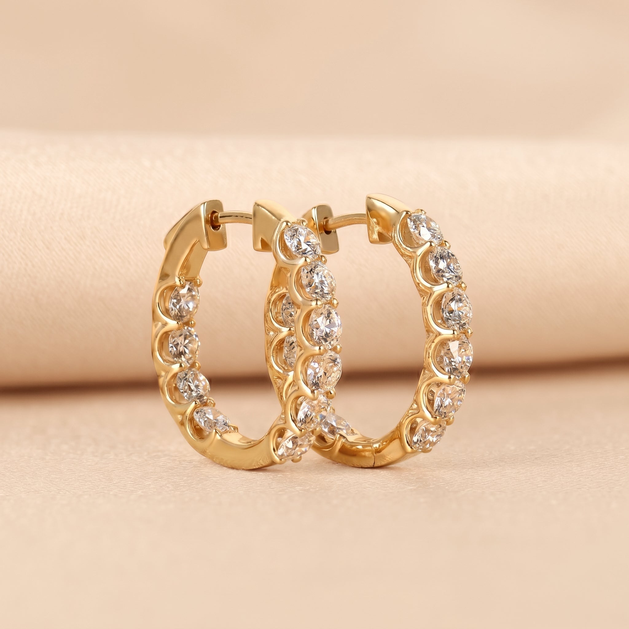 Minimalist Lab Grown Diamond Hoop Earrings in 14K Yellow Gold 4.78 CTW