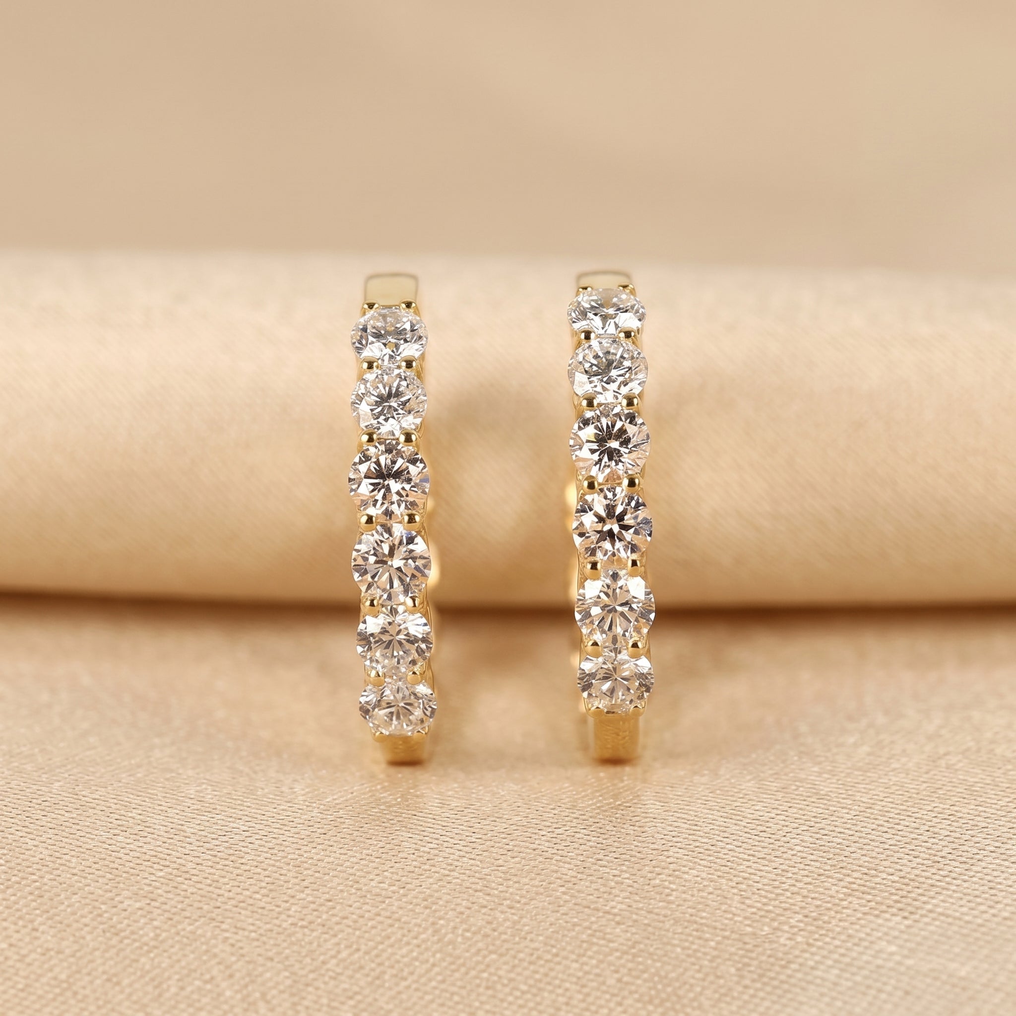 Minimalist Lab Grown Diamond Hoop Earrings in 14K Yellow Gold 4.78 CTW