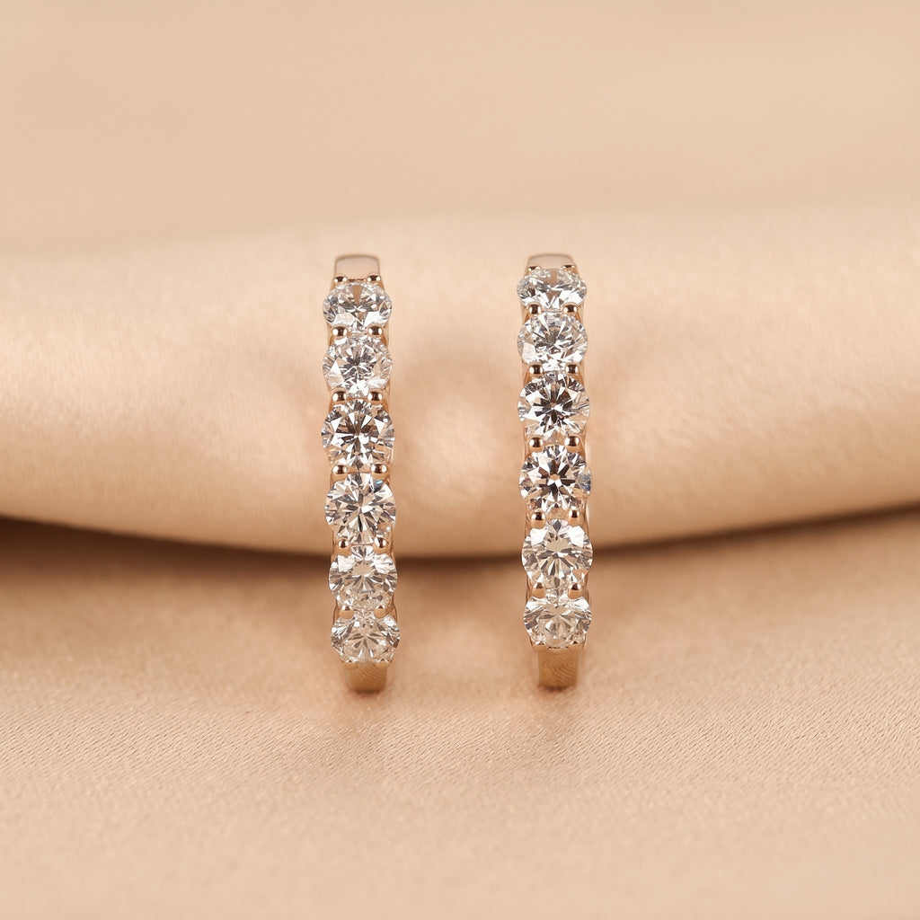 Minimalist Lab Grown Diamond Hoop Earrings in 18K Rose Gold 4.78 CTW
