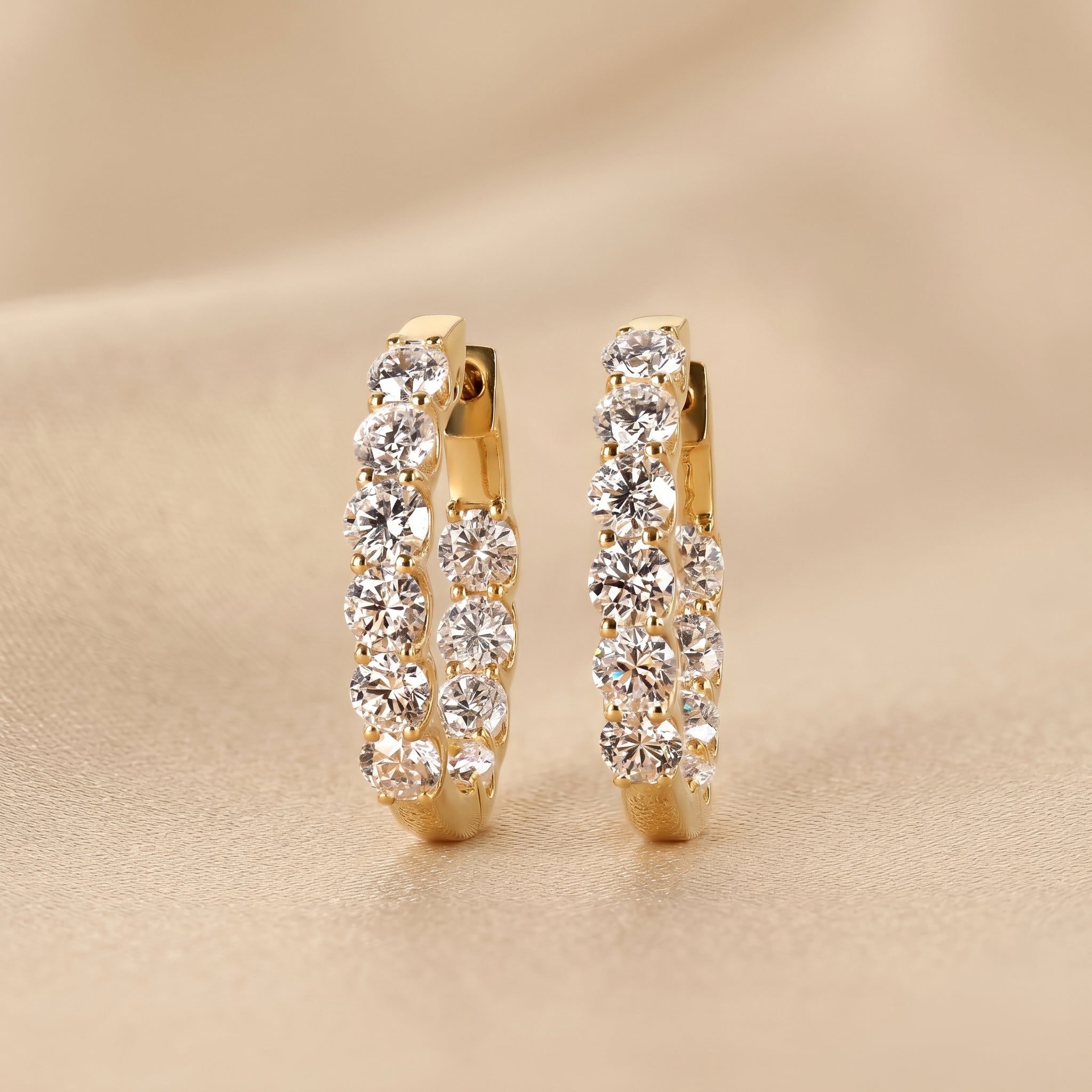 Minimalist Lab Grown Diamond Hoop Earrings in 18K Yellow Gold 4.78 CTW