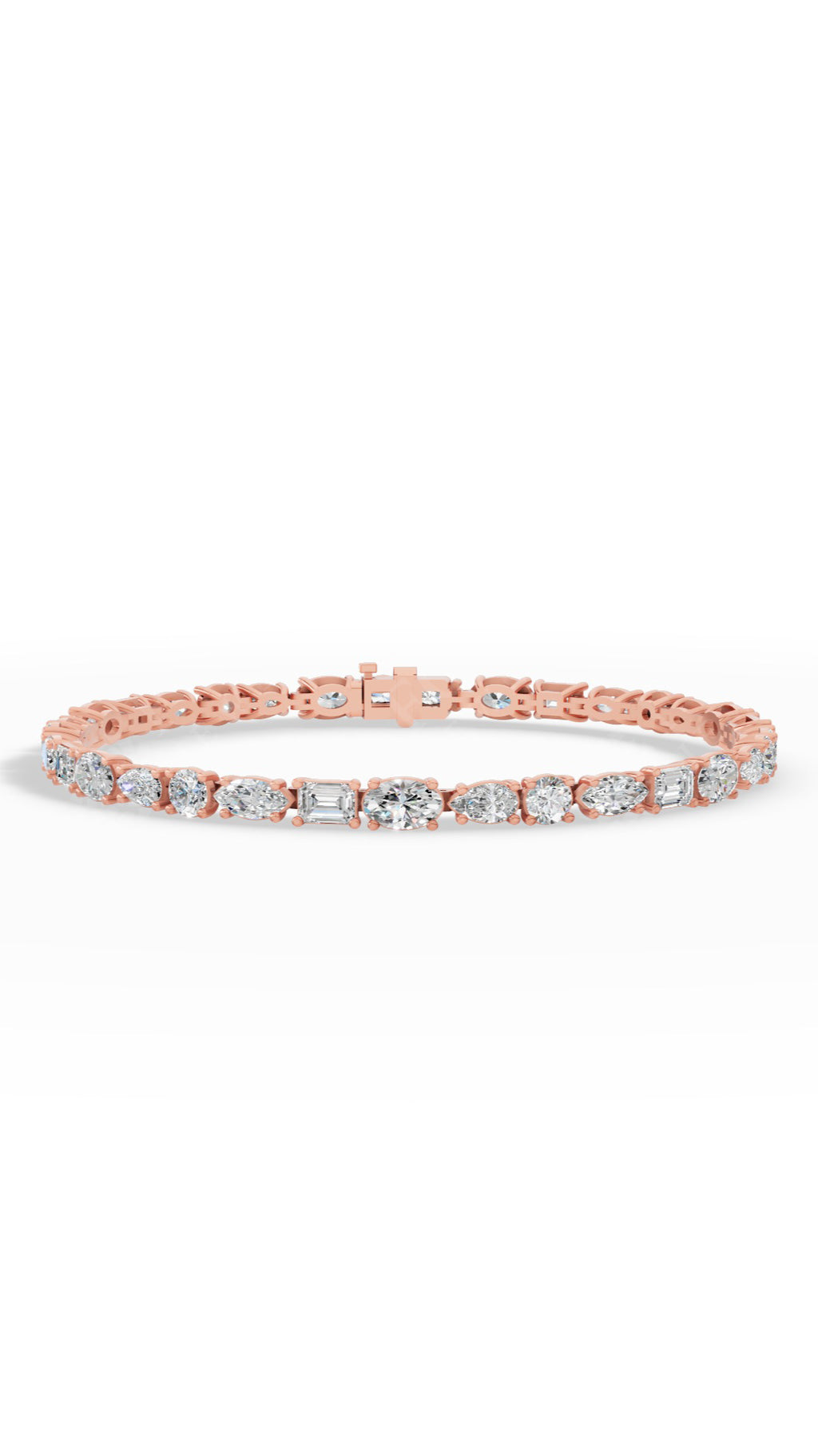 Mixed Cut Tennis Bracelet 10K Rose Gold 7.7 CTW