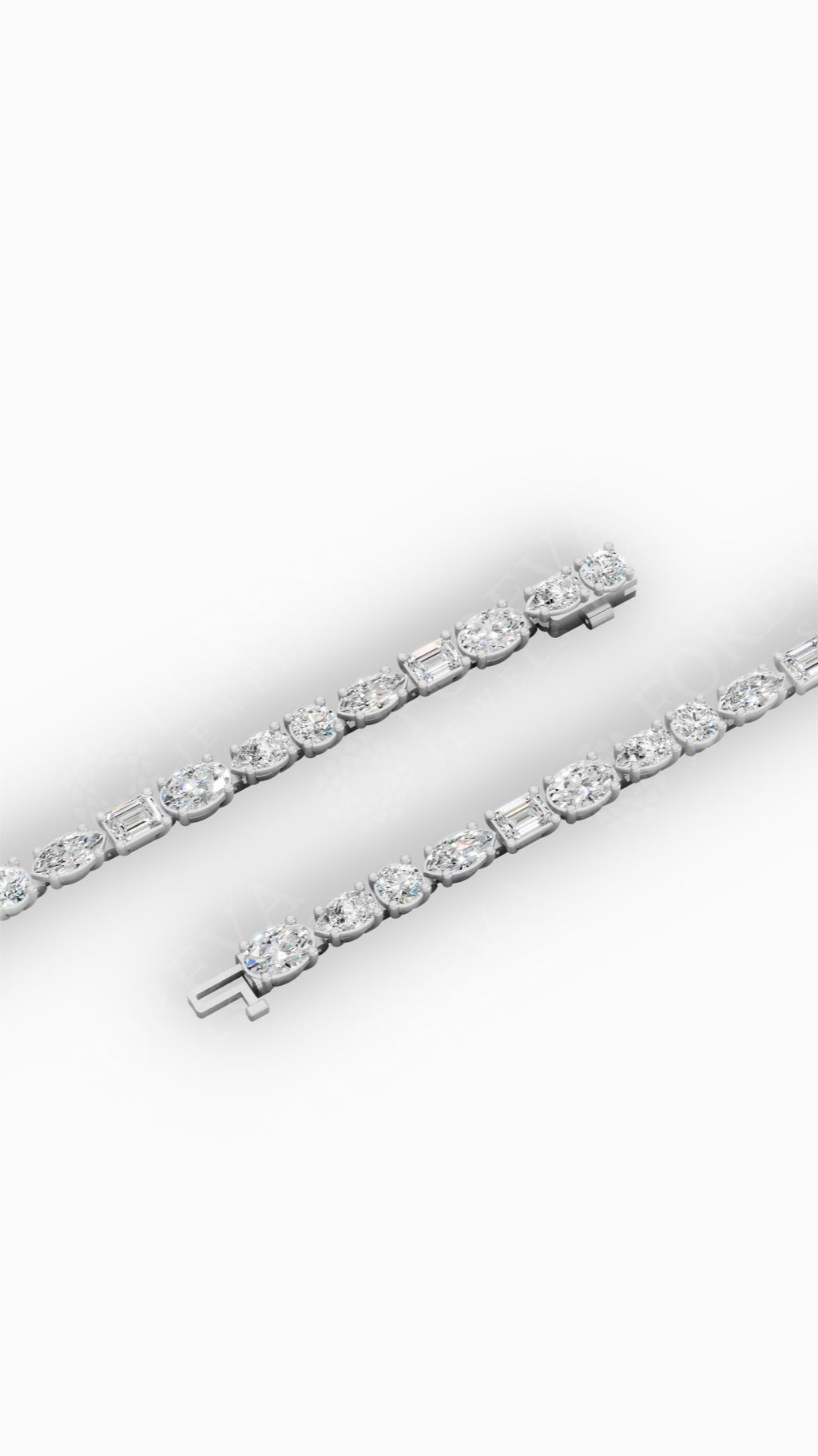 Mixed Cut Tennis Bracelet 10K White Gold 7.7 CTW