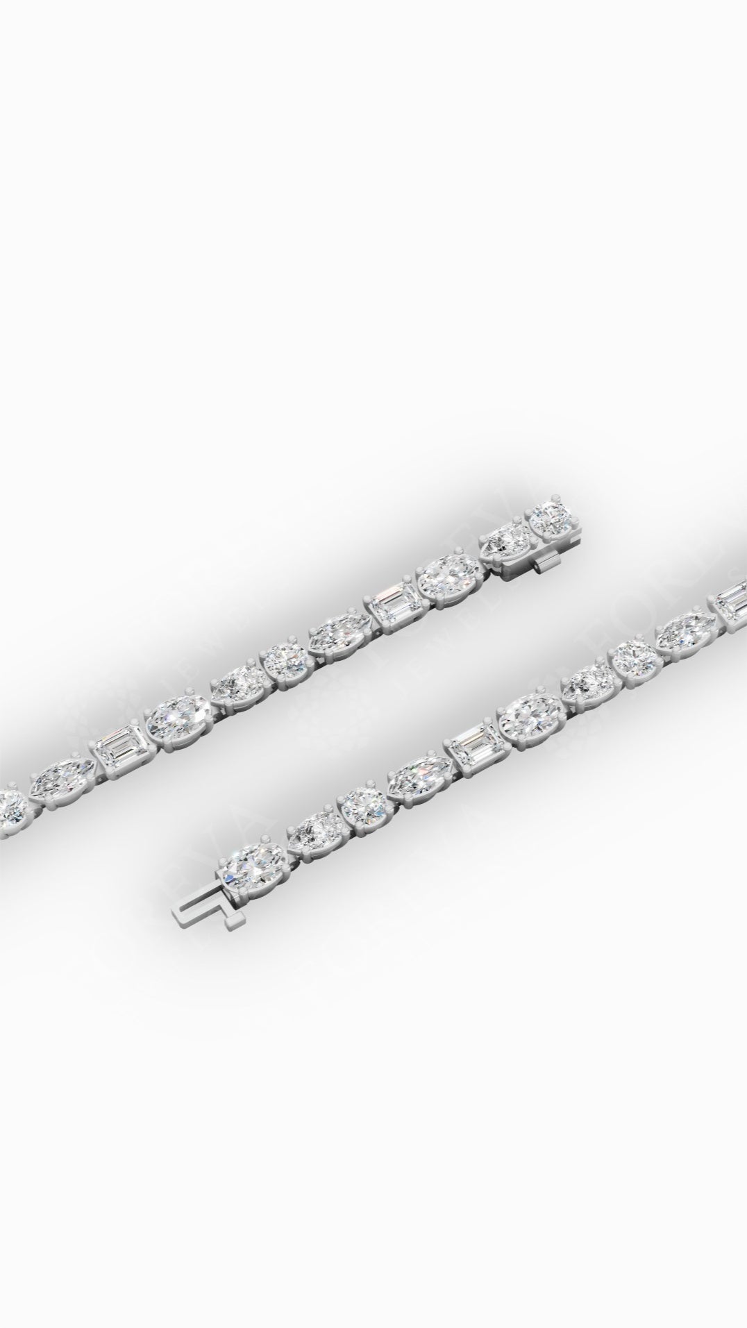 Mixed Cut Tennis Bracelet 14K White Gold 7.7 CTW