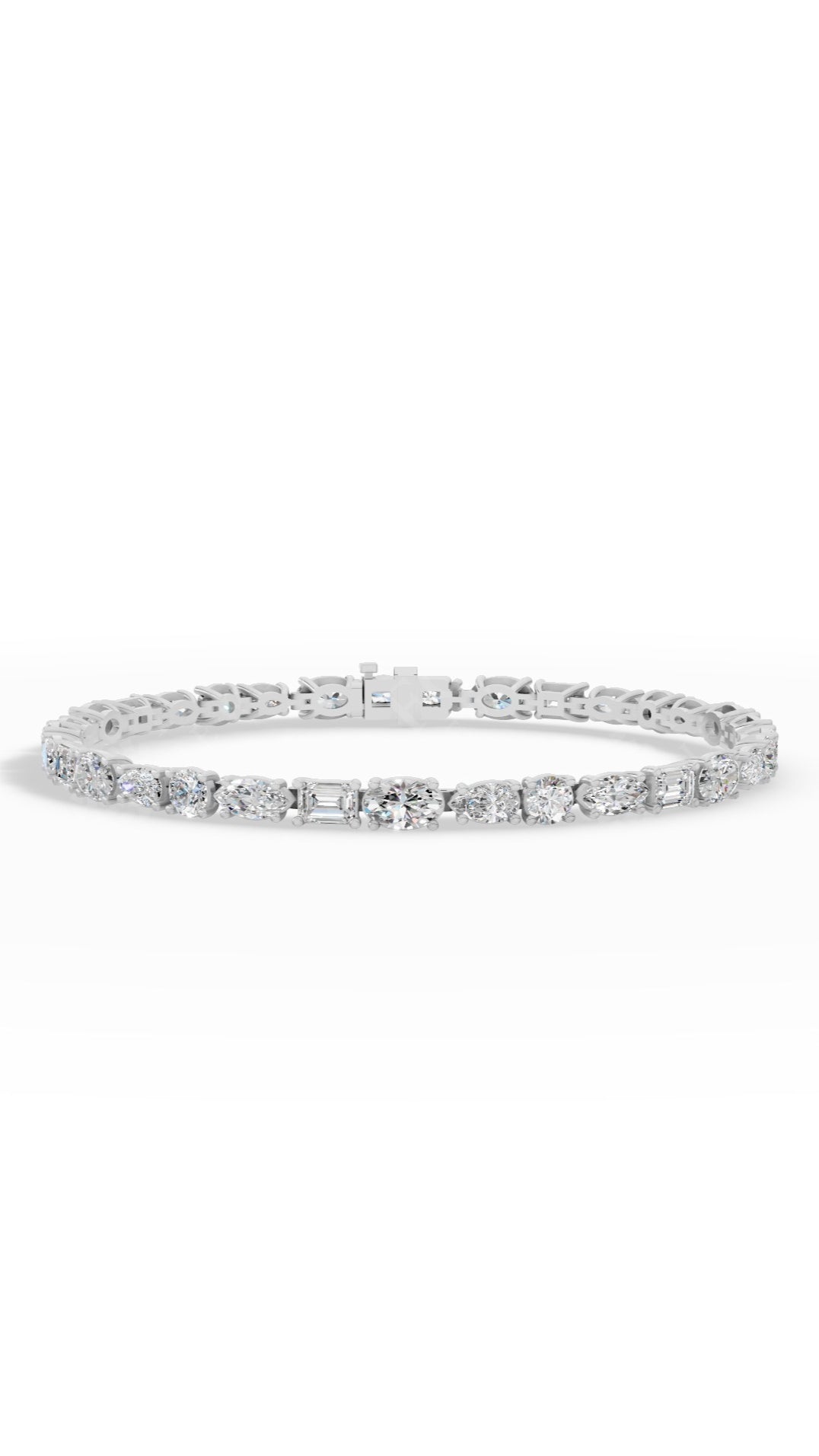 Mixed Cut Tennis Bracelet 14K White Gold 7.7 CTW