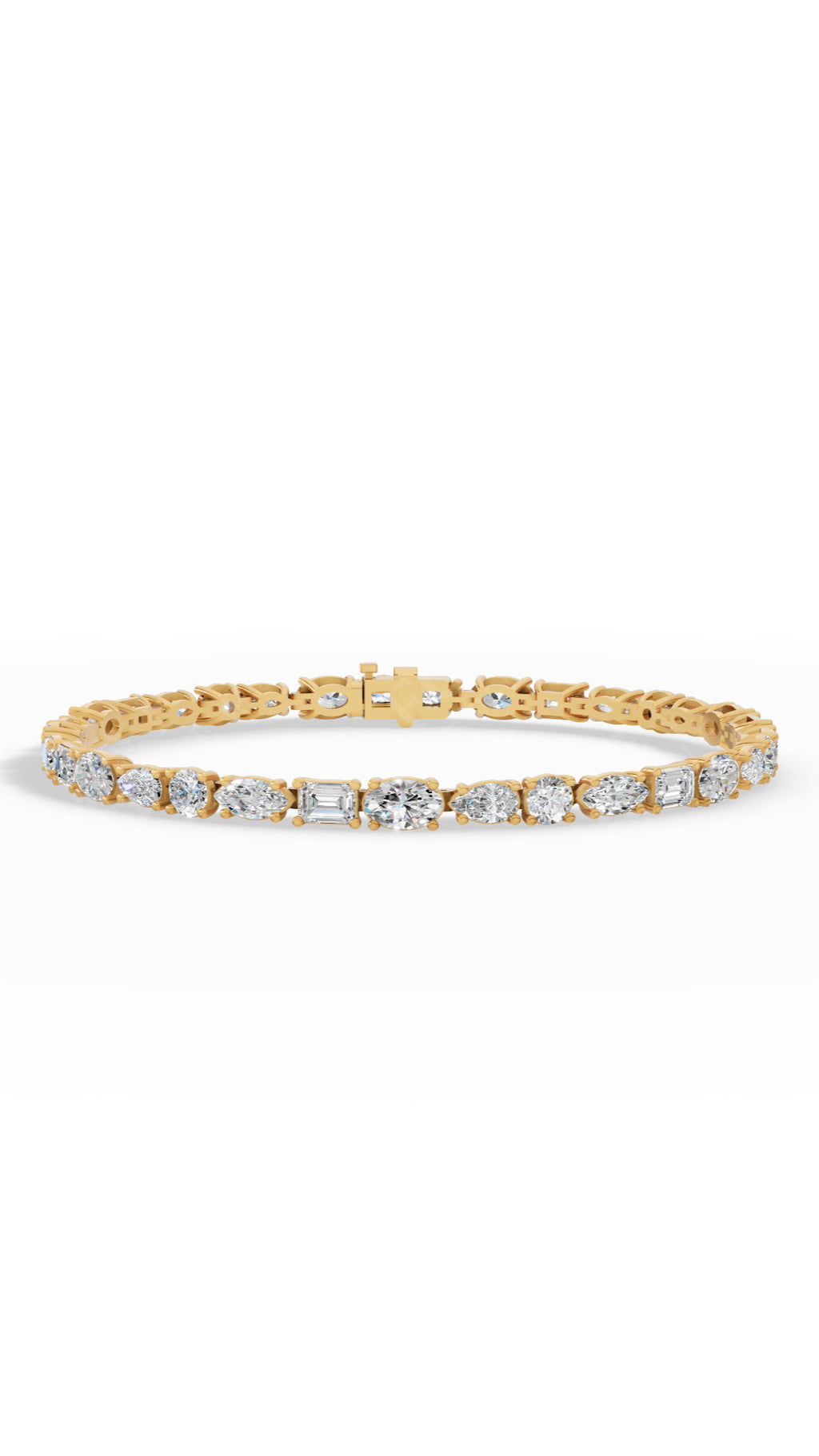 Mixed Cut Tennis Bracelet 14K Yellow Gold 7.7 CTW