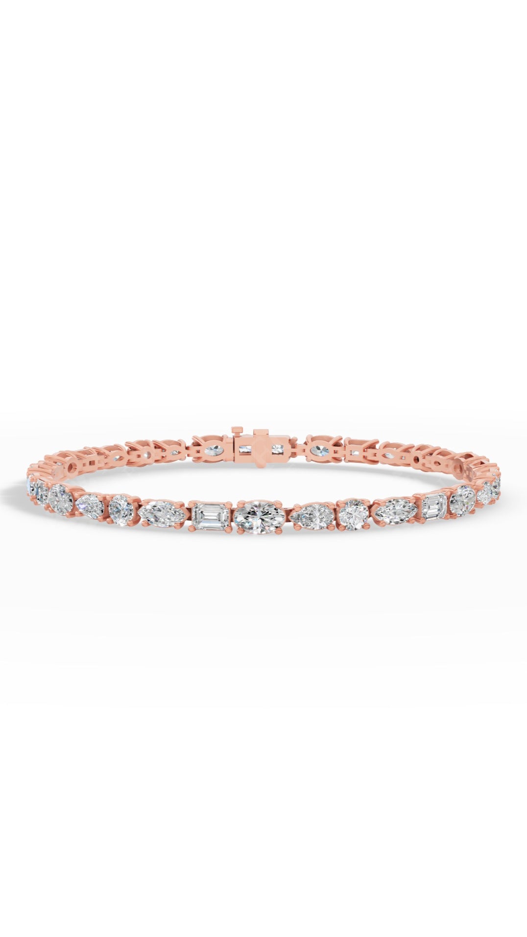 Mixed Cut Tennis Bracelet 18K Rose Gold 7.7 CTW
