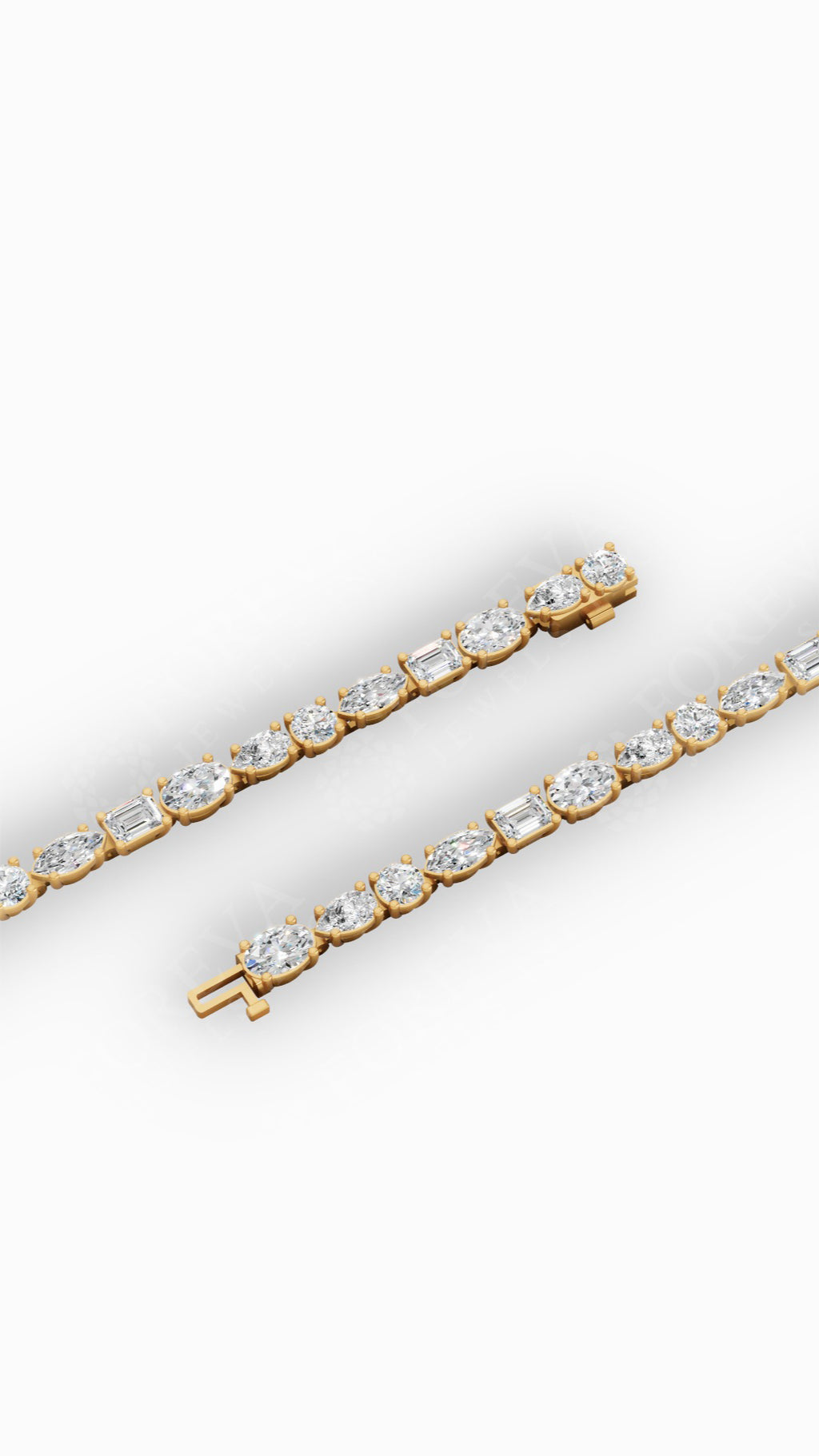 Mixed Cut Tennis Bracelet 18K Yellow Gold 7.7 CTW