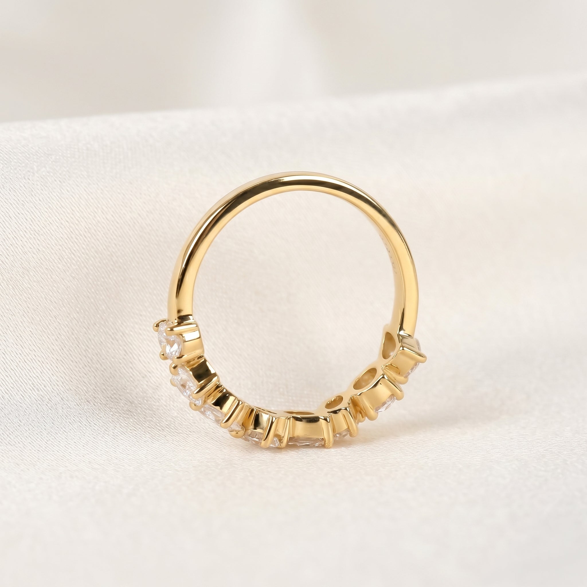 Multi-Shape Diamond Half Eternity Band in 14K Yellow Gold 1.01 CTW