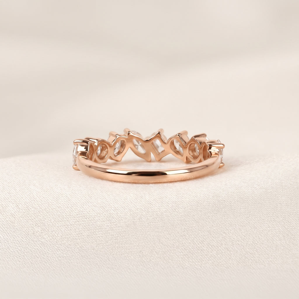 Multi-Shape Diamond Half Eternity Band in 18K Rose Gold 1.01 CTW