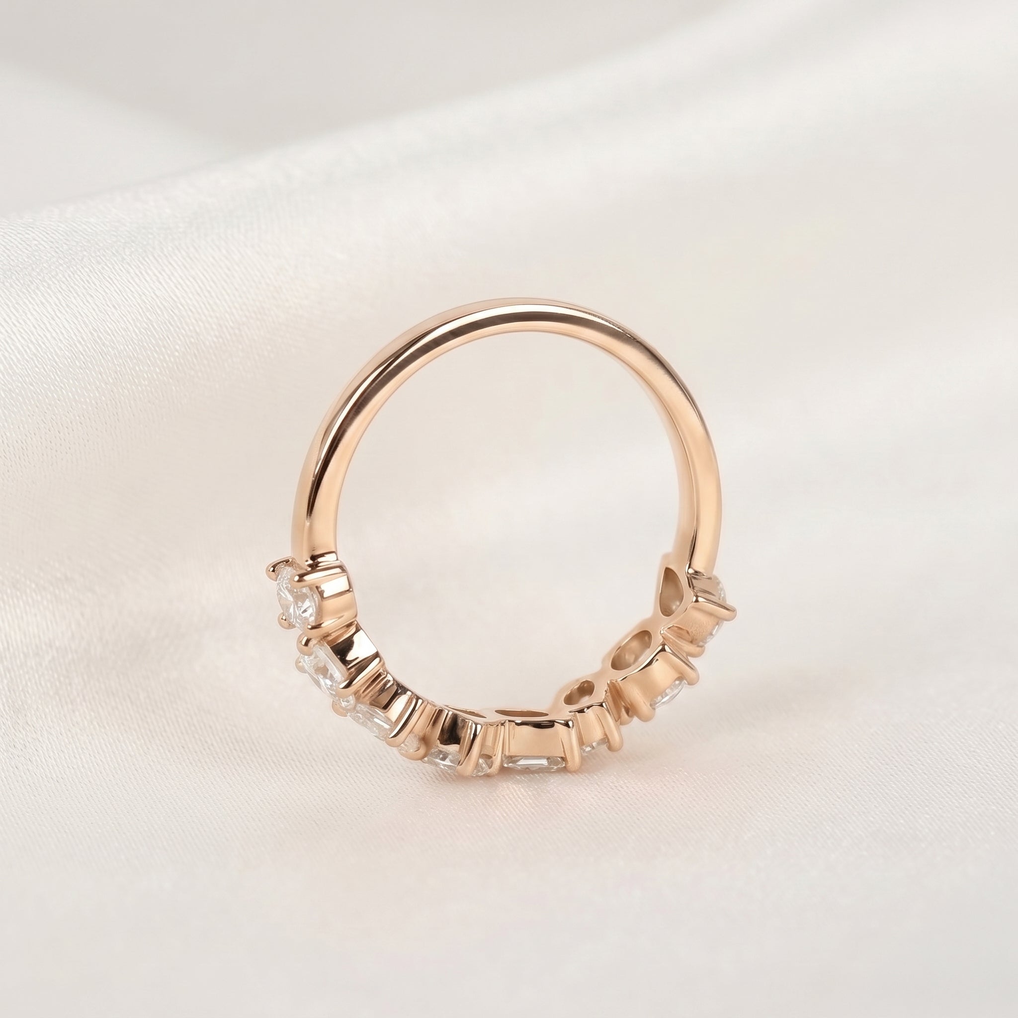Multi-Shape Diamond Half Eternity Band in 18K Rose Gold 1.01 CTW