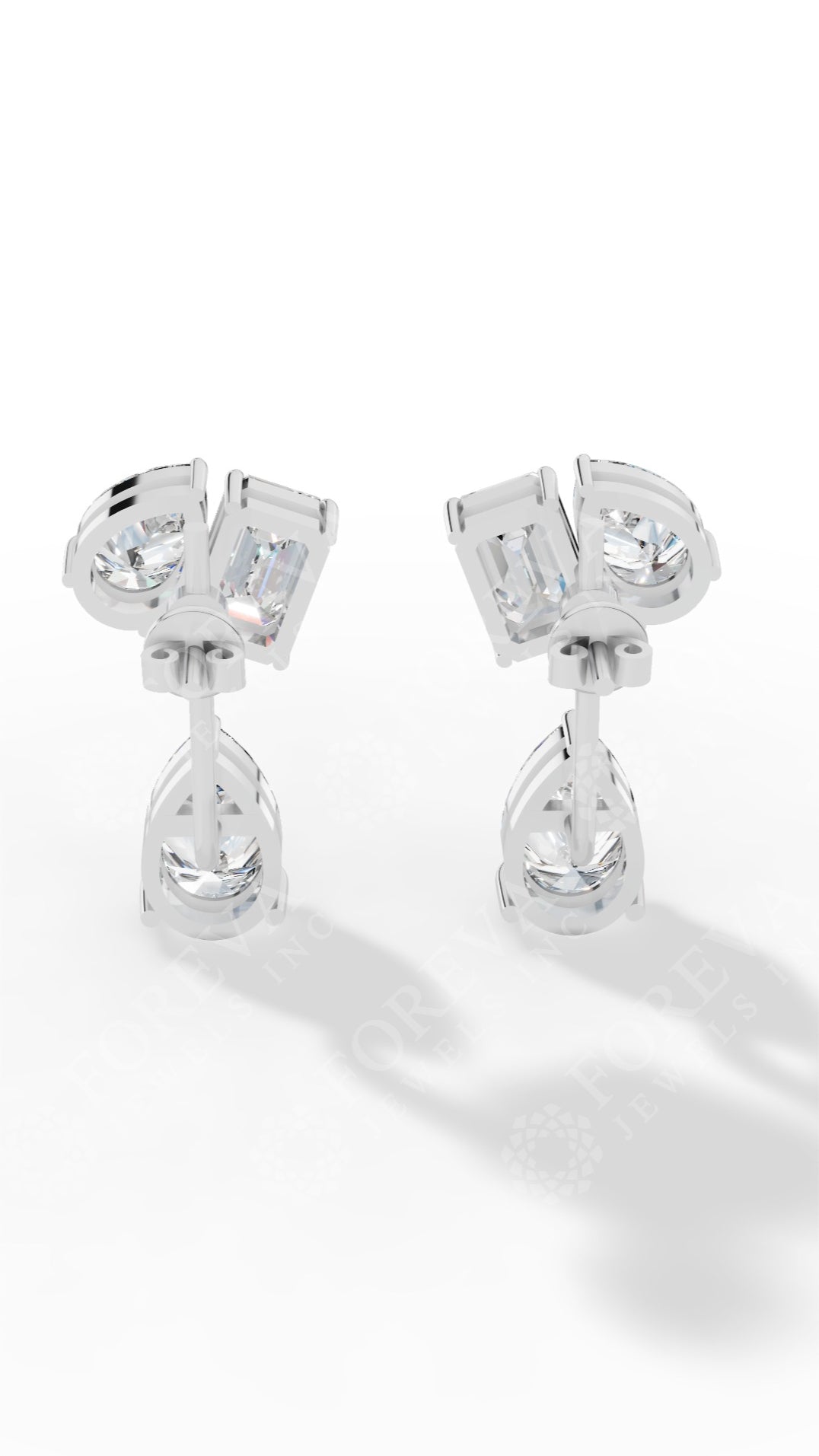 Multi Stone Cascade Duet Earrings With Emerald And Pear Cut 925 Sterling Silver 5.4 CTW