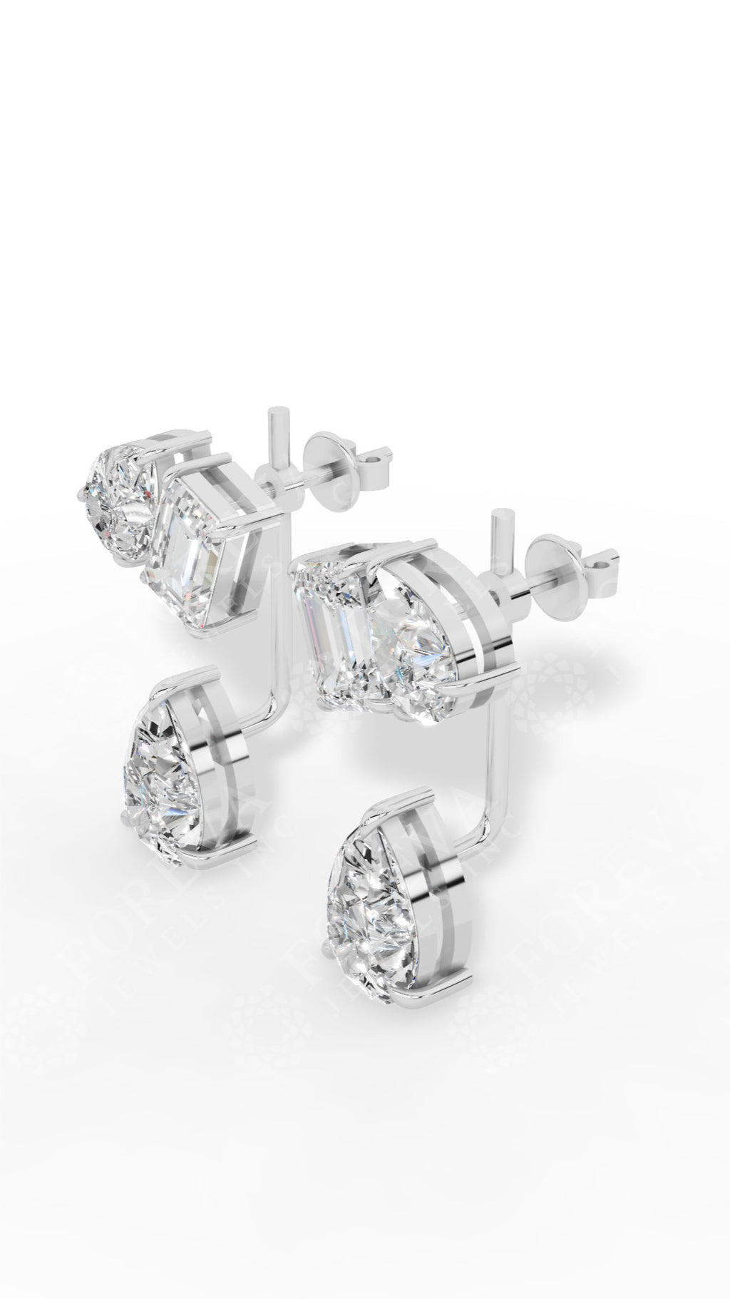 Multi Stone Cascade Duet Earrings With Emerald And Pear Cut 925 Sterling Silver 5.4 CTW