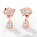 Multi Stone Cascade Duet Earrings With Emerald And Pear Cut Lab Grown Diamonds rose gold back