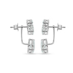 Multi Stone Cascade Duet Earrings With Emerald And Pear Cut Lab Grown Diamonds white gold side