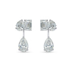 Multi Stone Cascade Duet Earrings With Emerald And Pear Cut Lab Grown Diamonds
