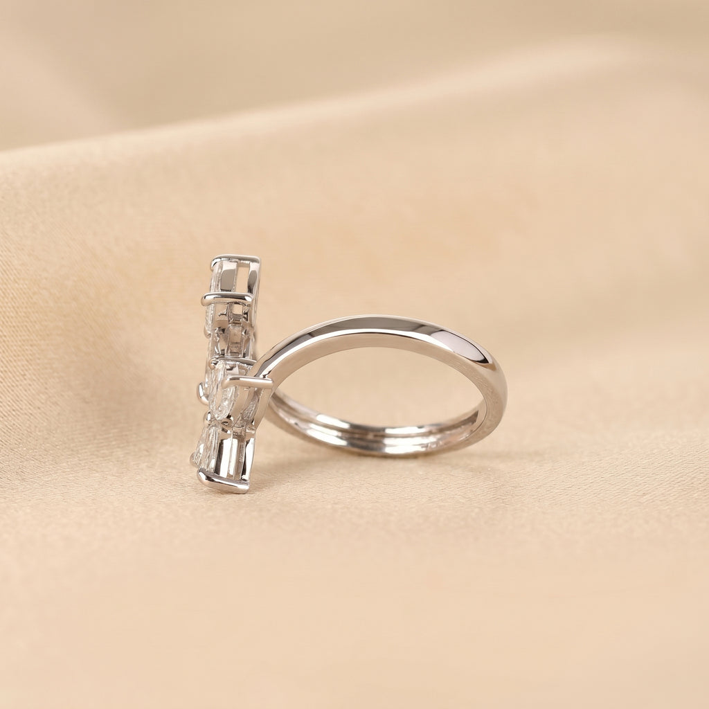 Nature-Inspired Marquise Lab Grown Diamond Bypass Ring in 10K White Gold 1.12 CTW