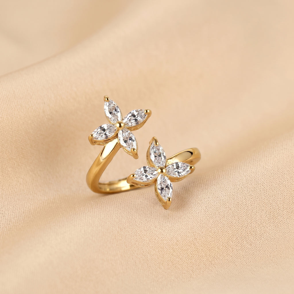 Nature-Inspired Marquise Lab Grown Diamond Bypass Ring in 10K Yellow Gold 1.12 CTW