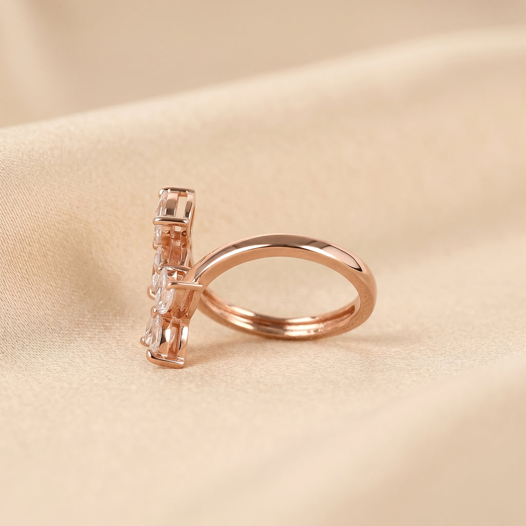 Nature-Inspired Marquise Lab Grown Diamond Bypass Ring in 14K Rose Gold 1.12 CTW