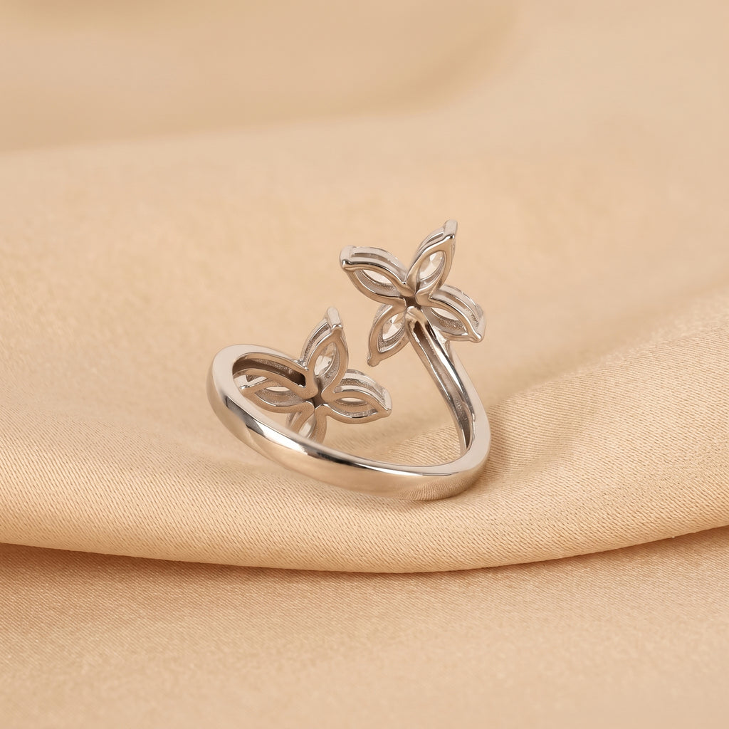 Nature-Inspired Marquise Lab Grown Diamond Bypass Ring in 14K White Gold 1.12 CTW
