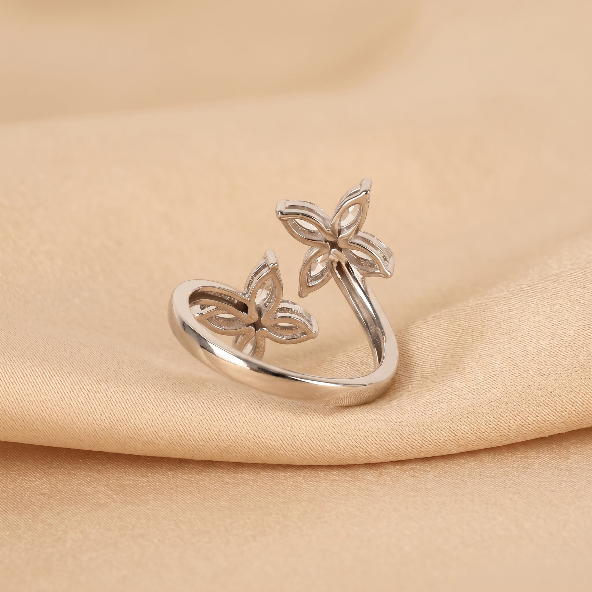 Nature-Inspired Marquise Lab Grown Diamond Bypass Ring in 14K White Gold 1.12 CTW