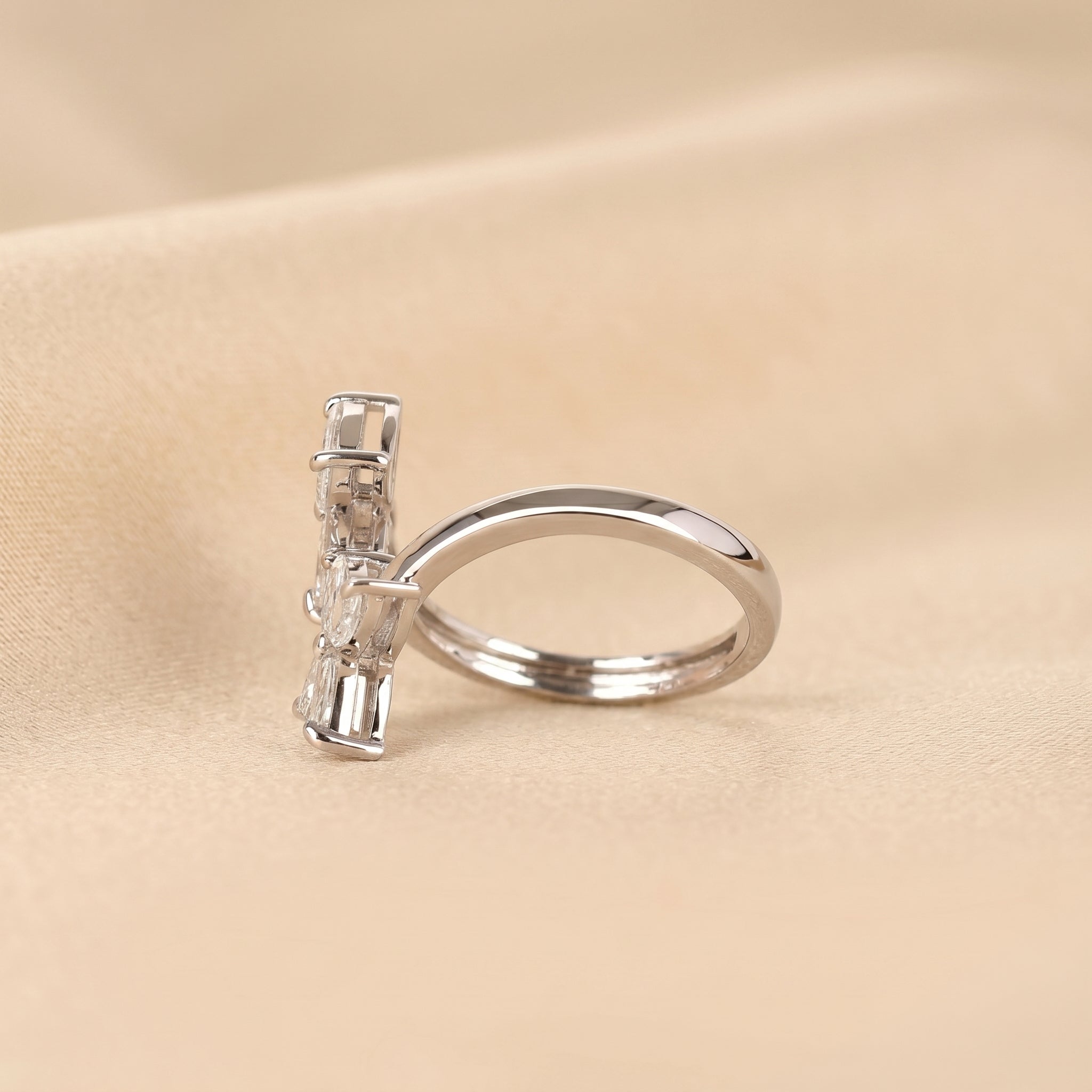 Nature-Inspired Marquise Lab Grown Diamond Bypass Ring in 14K White Gold 1.12 CTW