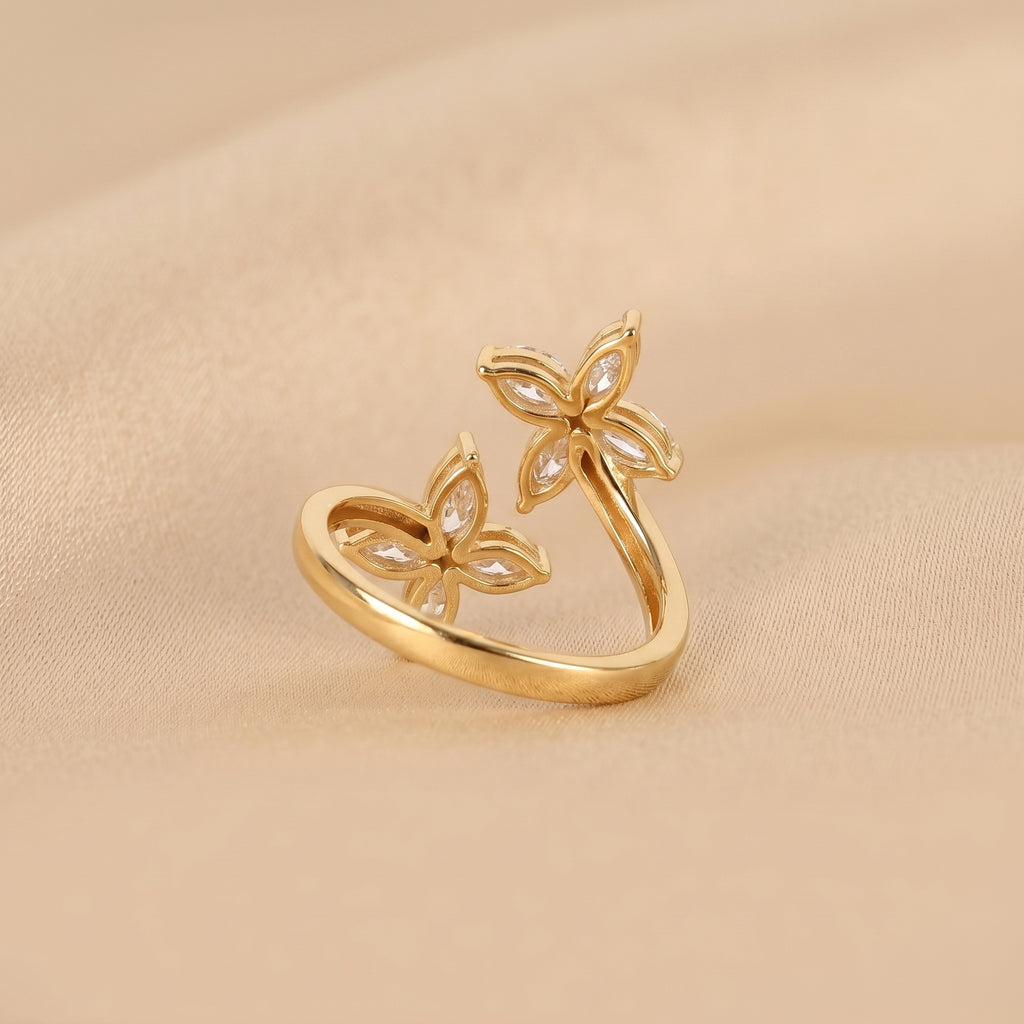 Nature-Inspired Marquise Lab Grown Diamond Bypass Ring in 14K Yellow Gold 1.12 CTW