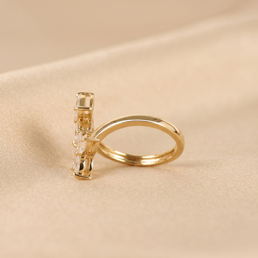 Nature-Inspired Marquise Lab Grown Diamond Bypass Ring in 14K Yellow Gold 1.12 CTW