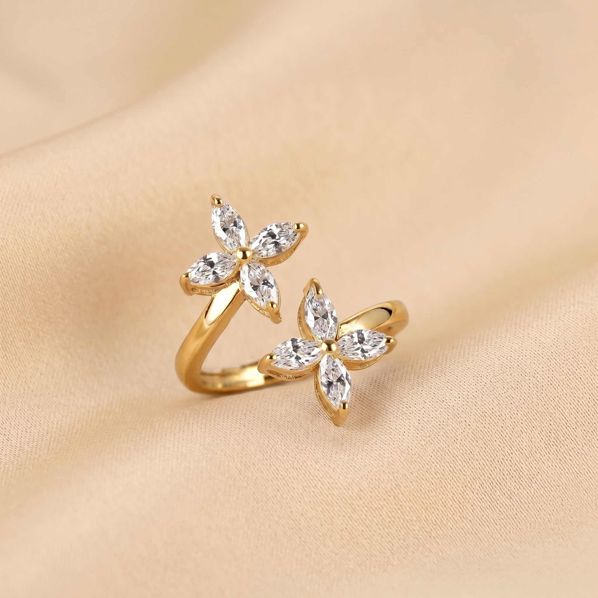 Nature-Inspired Marquise Lab Grown Diamond Bypass Ring in 14K Yellow Gold 1.12 CTW