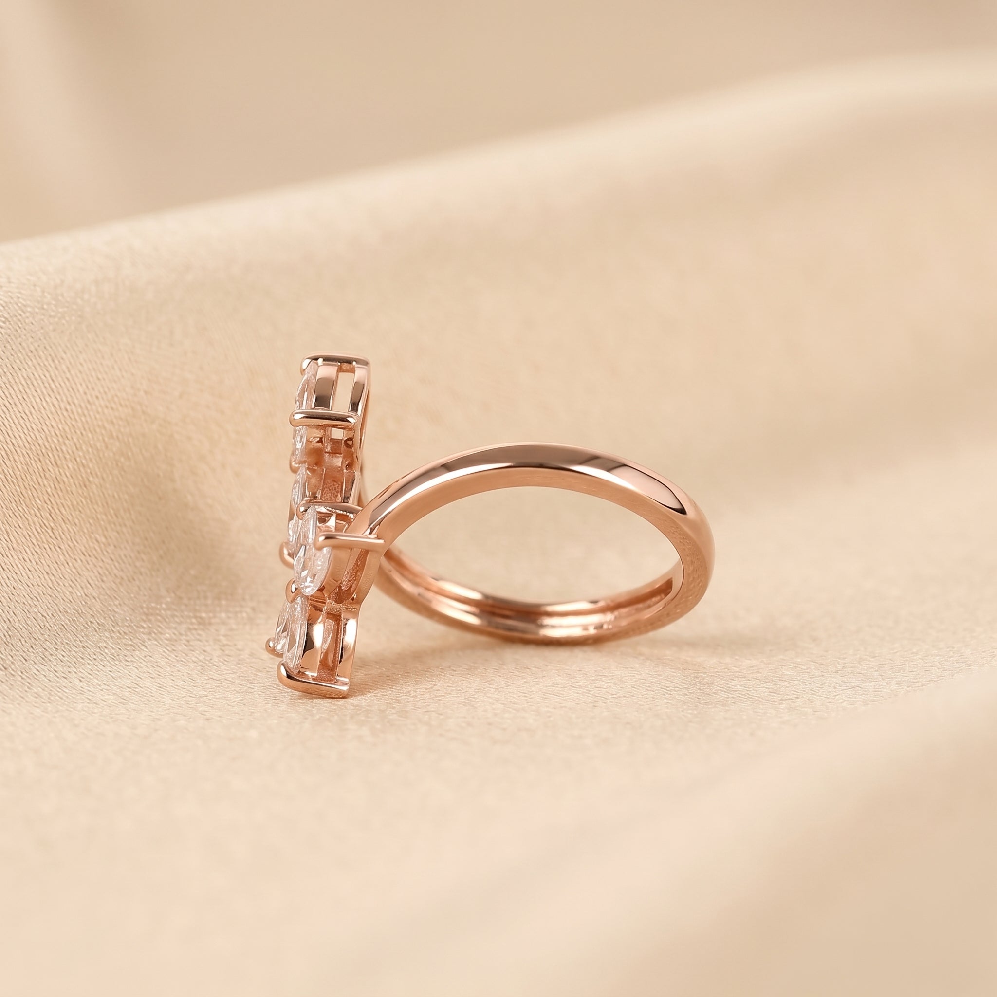 Nature-Inspired Marquise Lab Grown Diamond Bypass Ring in 18K Rose Gold 1.12 CTW