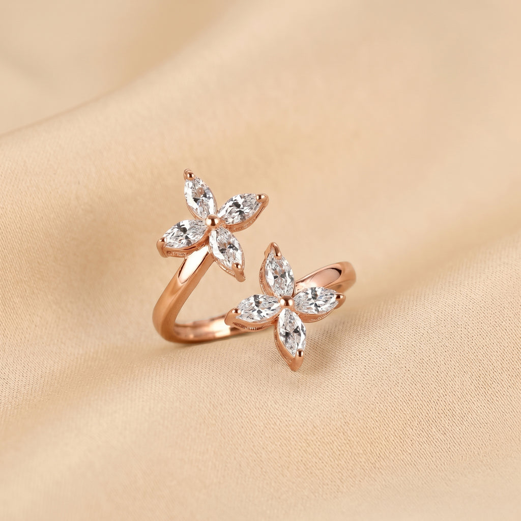 Nature-Inspired Marquise Lab Grown Diamond Bypass Ring in 18K Rose Gold 1.12 CTW